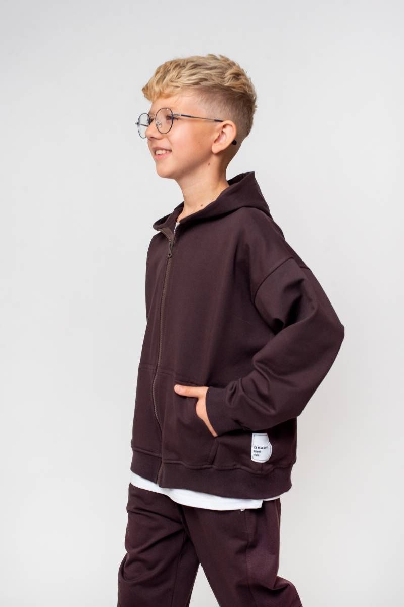 Худи Детское Для мальчика Темный шоколад 9-14 лет 1699 фото