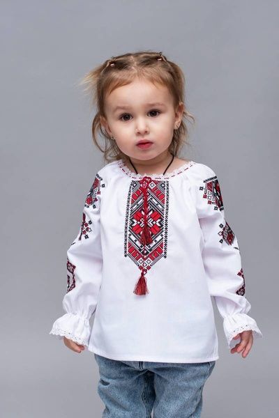 Детская вышиванка для девочки, красно-черная, 4-5 лет 5506.1 фото