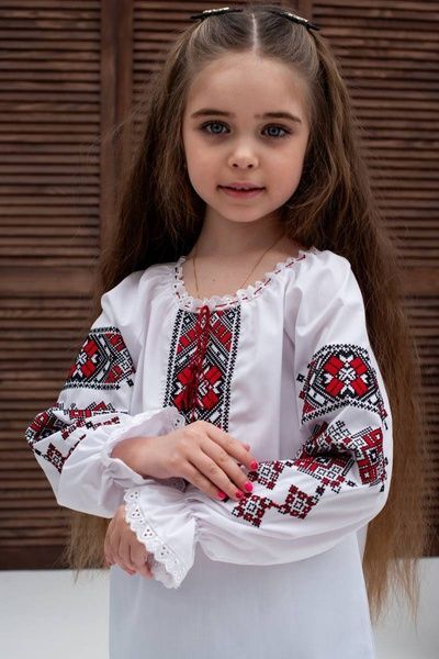 Детская вышиванка для девочки, красно-черная, 6-7 лет 5506.2 фото