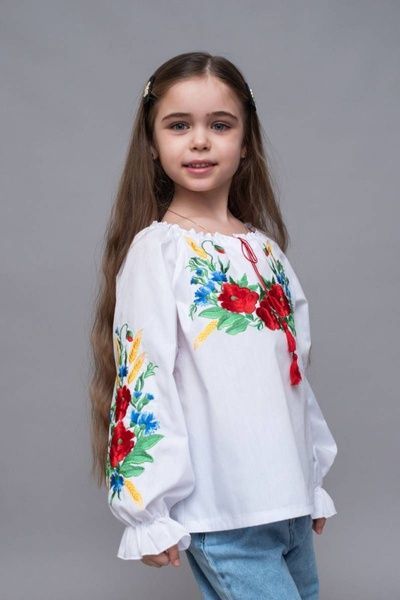 Подростковая вышиванка для девочки &laquo;Колосок мак&raquo; 10-11 лет 5545 фото