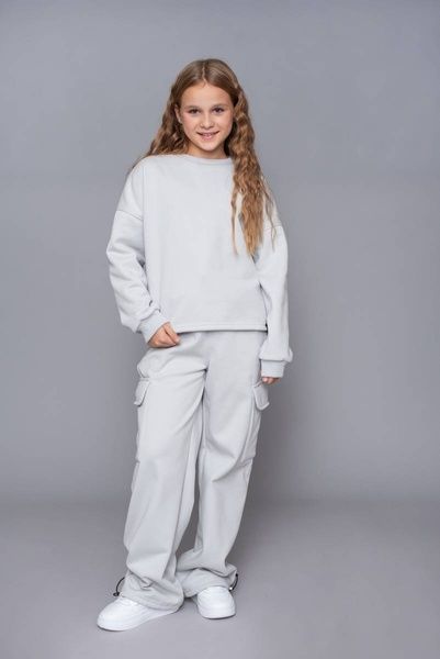 Подростковый Спортивный Костюм Для девочки Базовый Серебряный 10-11 лет 1576 фото