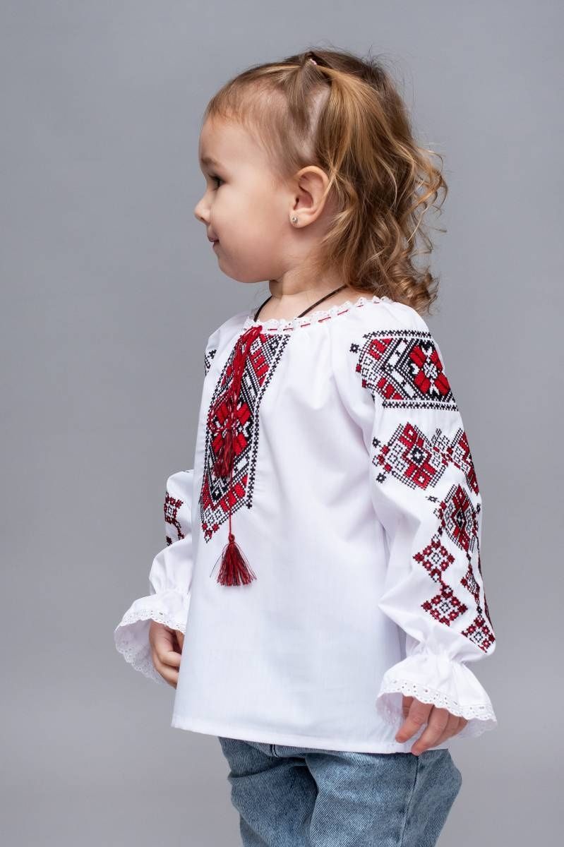 Підліткова вишиванка для дівчинки червоно-чорн 5506 фото